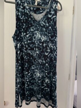 Soma Navy and Black Tie-Dye V-Neck Dress
